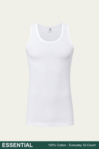 Men Sleeveless Essential Vest (Pack of 1) - White