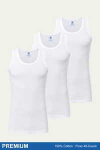 Men Sleeveless Premium Vest (Pack of 3) - White