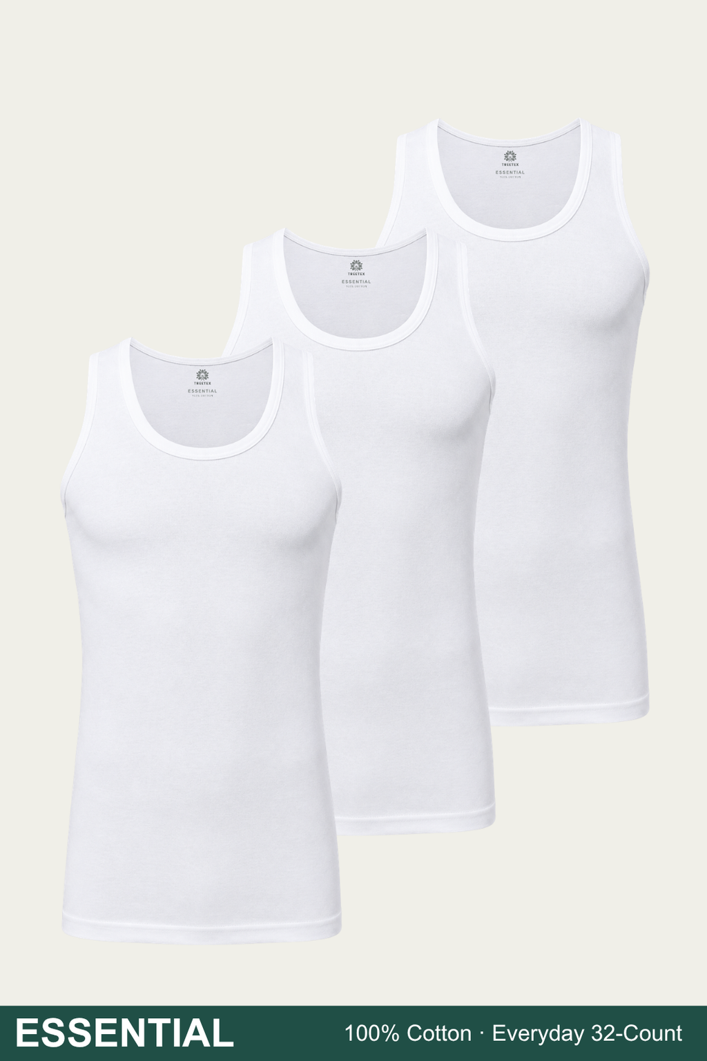 Men Sleeveless Essential Vest (Pack of 3) - White