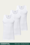 Men Sleeveless Essential Vest (Pack of 3) - White