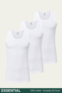 Men Sleeveless Essential Vest (Pack of 3) - White