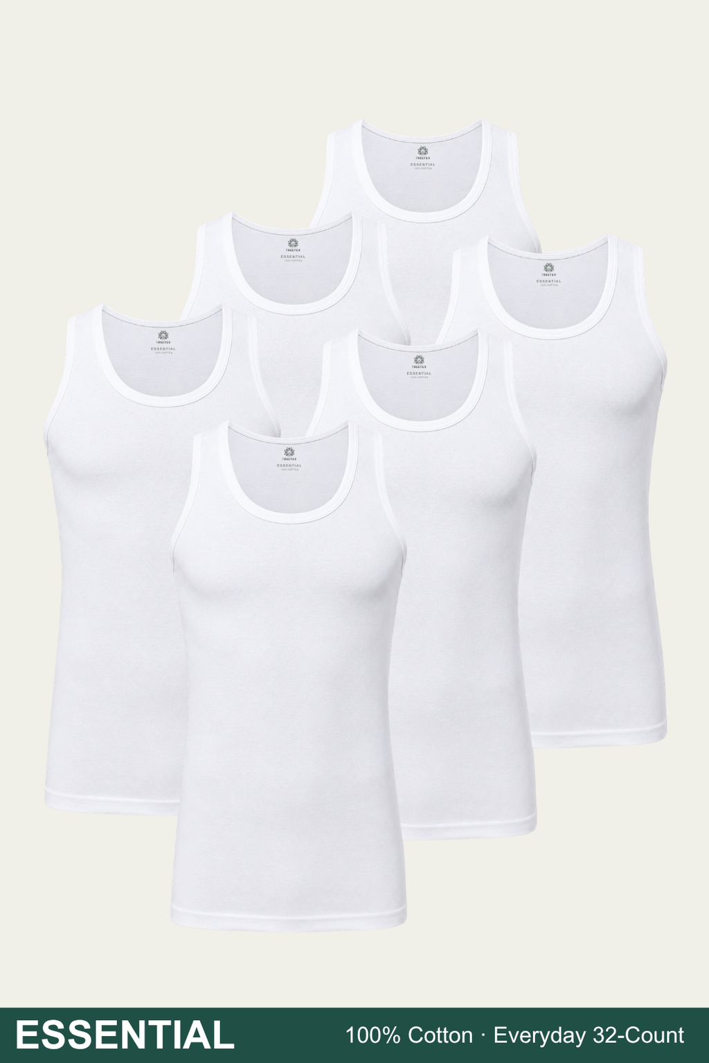 Men Sleeveless Essential Vest (Pack of 6) - White
