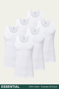 Men Sleeveless Essential Vest (Pack of 6) - White