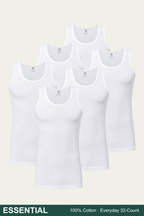 Men Sleeveless Essential Vest (Pack of 6) - White