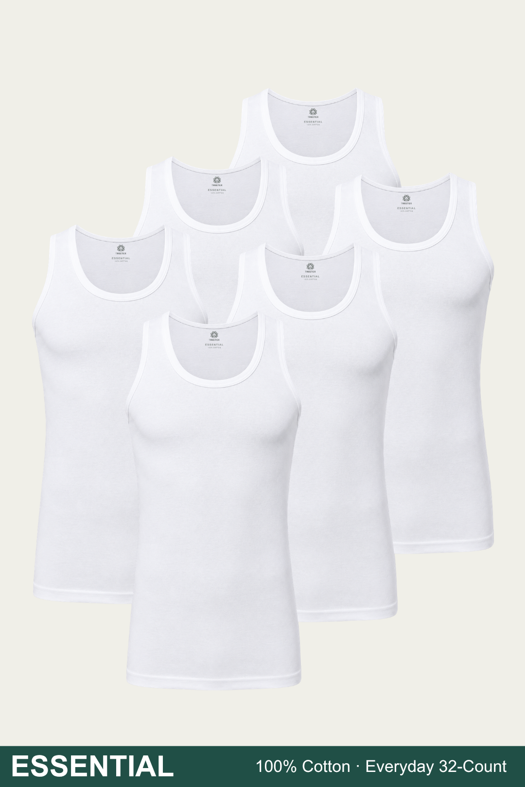 Men Sleeveless Essential Vest (Pack of 6) - White