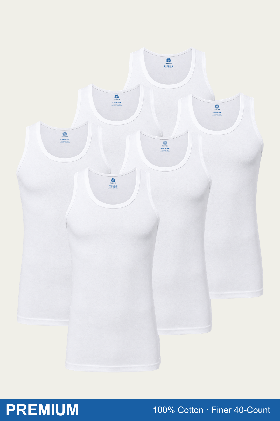 Men Sleeveless Premium Vest (Pack of 6) - White