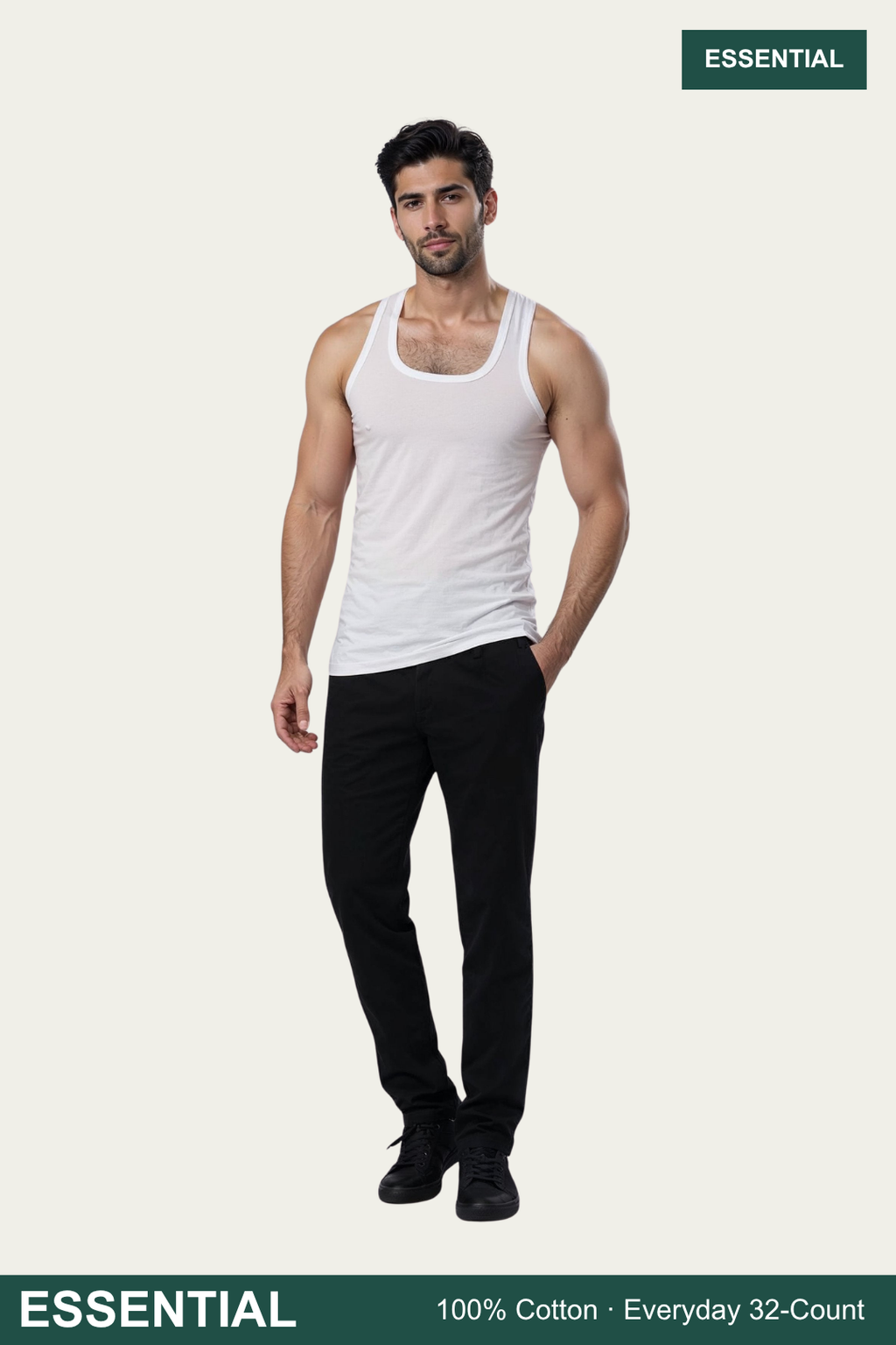 Men Sleeveless Essential Vest (Pack of 1) - White