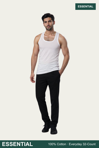 Men Sleeveless Essential Vest (Pack of 1) - White
