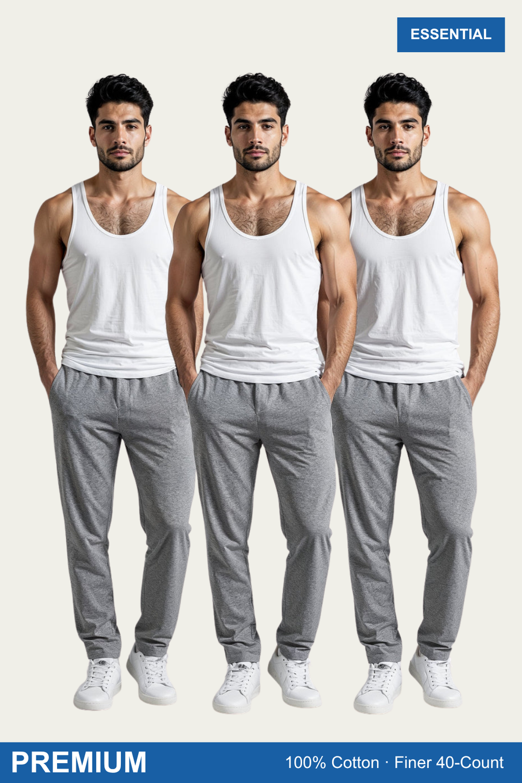 Men Sleeveless Premium Vest (Pack of 3) - White