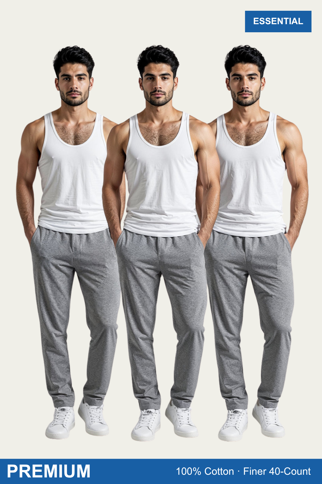 Men Sleeveless Premium Vest (Pack of 3) - White