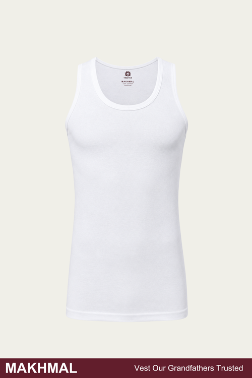 Men Sleeveless Makhmal Vest (Pack of 1) - White