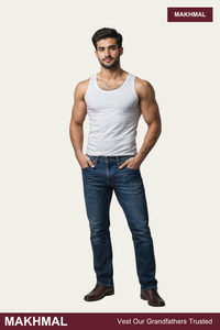 Men Sleeveless Makhmal Vest (Pack of 1) - White