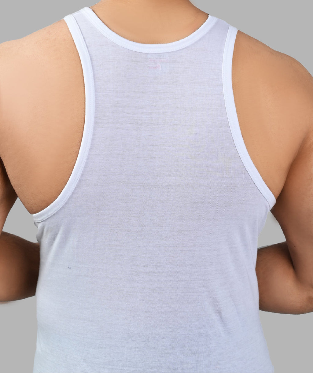 Men Sleeveless Essential Vest (Pack of 3) - White