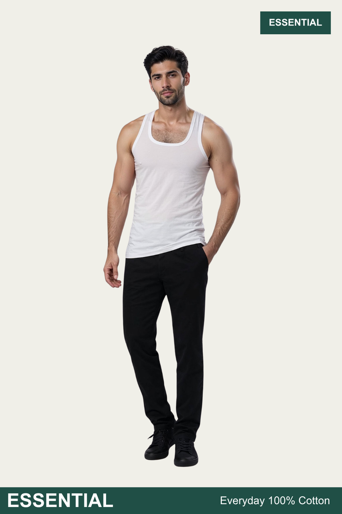 Men Sleeveless Essential Vest (Pack of 1) - White