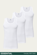 Men Sleeveless Essential Vest (Pack of 3) - White