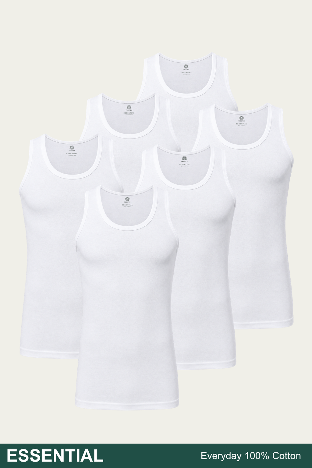 Men Sleeveless Essential Vest (Pack of 6) - White