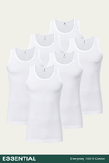 Men Sleeveless Essential Vest (Pack of 6) - White