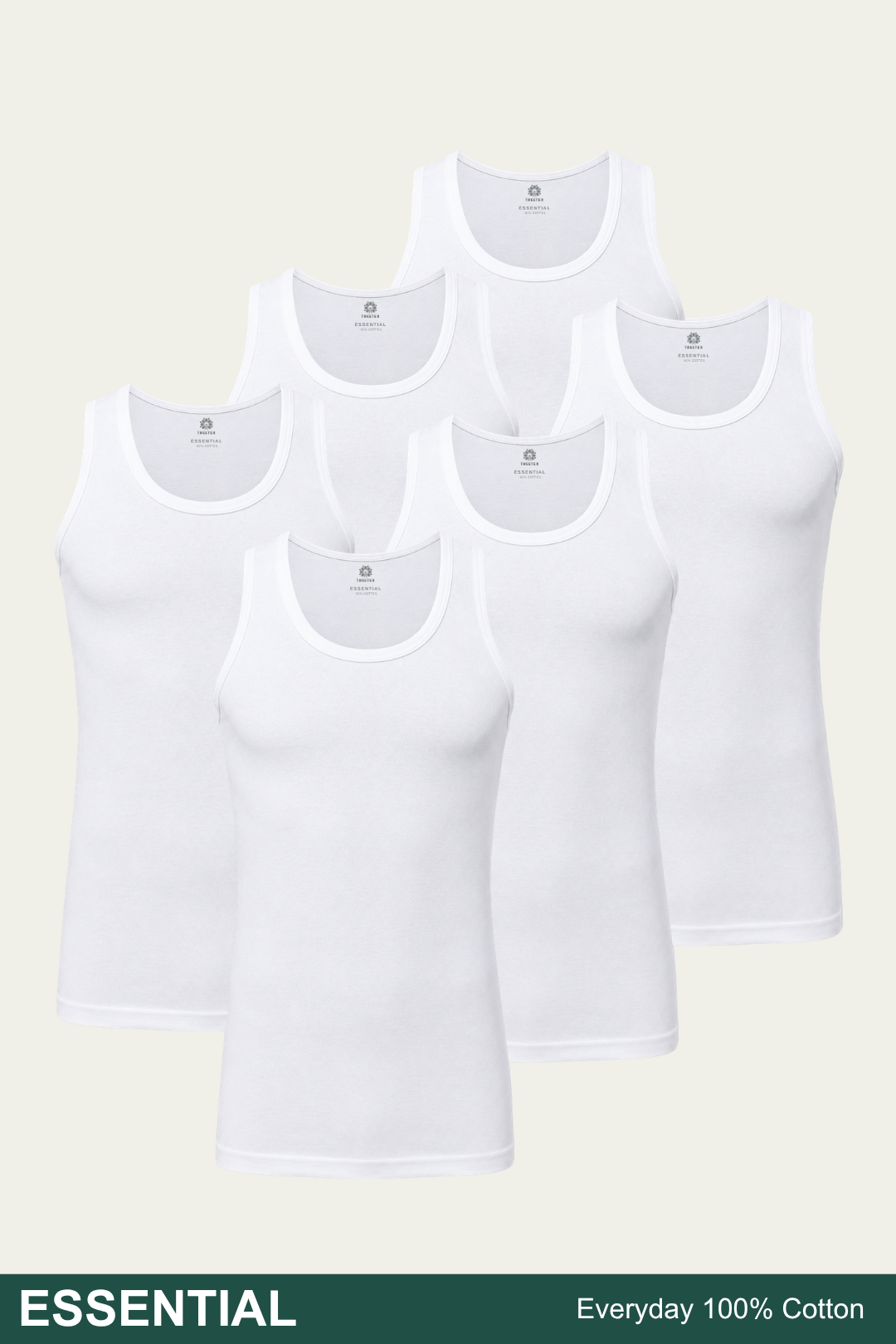 Men Sleeveless Essential Vest (Pack of 6) - White